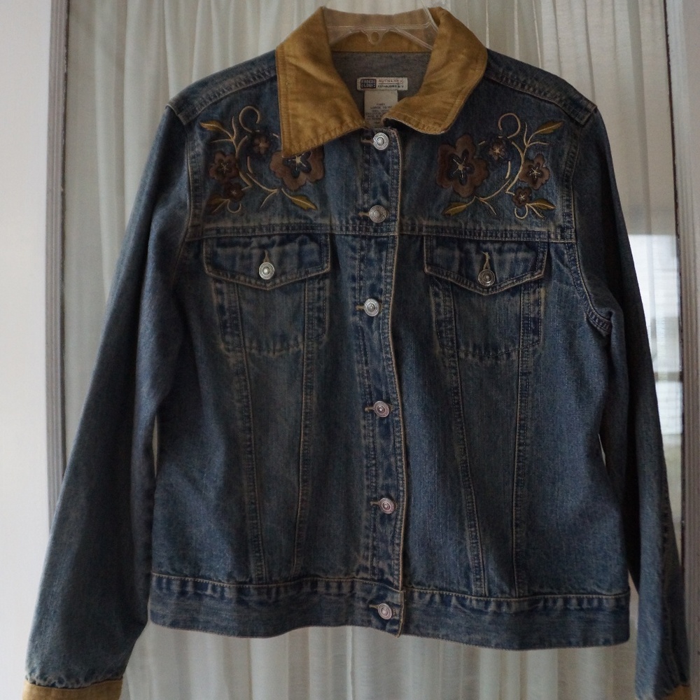 Denim Jacket with Tan Highlights- Faded Glory